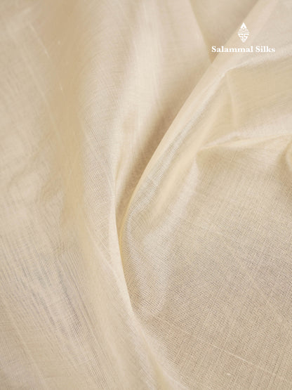 Beautiful Half White Plain Pure Silk Cotton Saree With Contrast Bottle Green Traditional Border