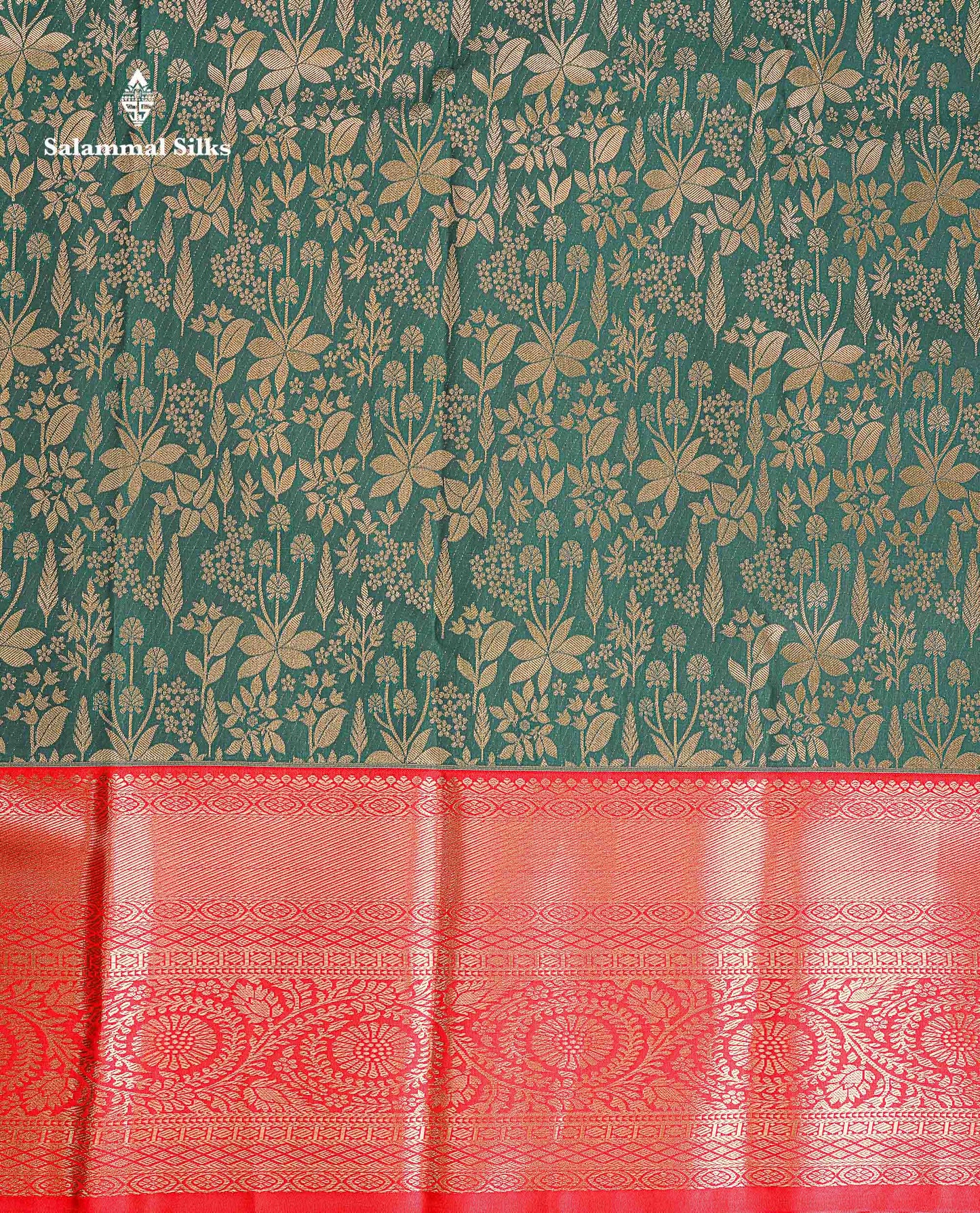 Bridal Semi Silk Saree - Bottle Green Colour Body With Contrast Chilly Red Traditional Evening Morning Border