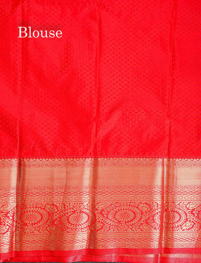 Bridal Semi Silk Saree - Bottle Green Colour Body With Contrast Chilly Red Traditional Evening Morning Border