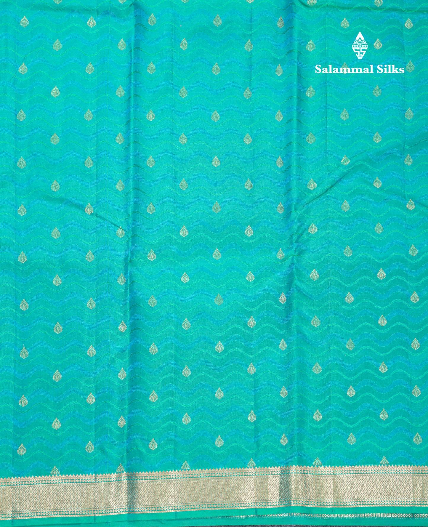 Beautiful Dual Tone Sapphire Green Pure Kanjivaram Silk Saree With Traditional Small Border