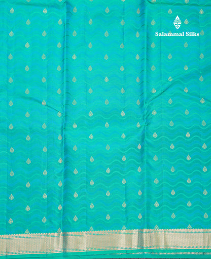 Beautiful Dual Tone Sapphire Green Pure Kanjivaram Silk Saree With Traditional Small Border