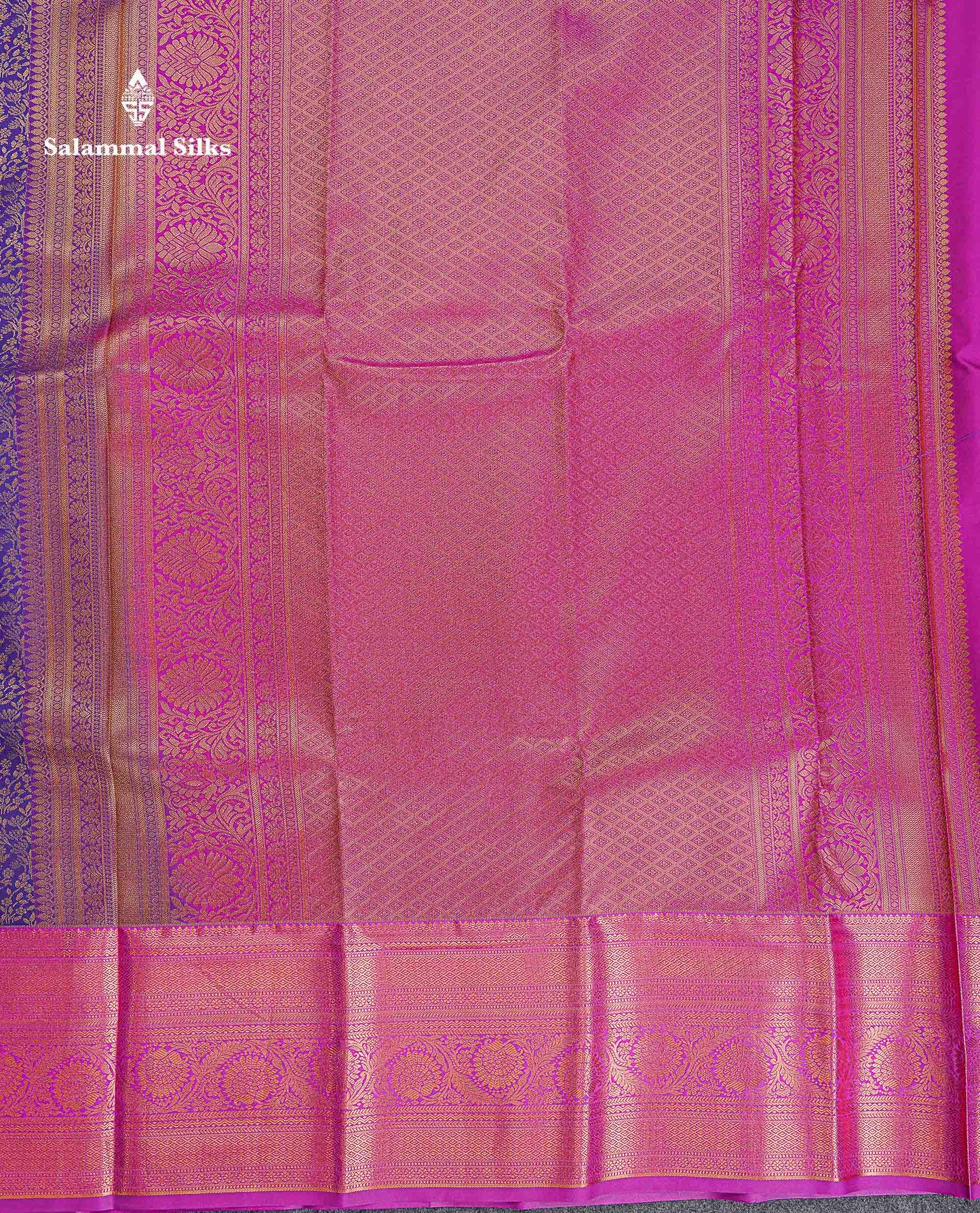 Bridal Semi Silk Saree -  Navy Blue Colour Body With Contrast Vadamalli Traditional Evening Morning Border