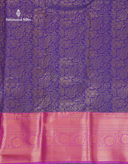 Bridal Semi Silk Saree -  Navy Blue Colour Body With Contrast Vadamalli Traditional Evening Morning Border