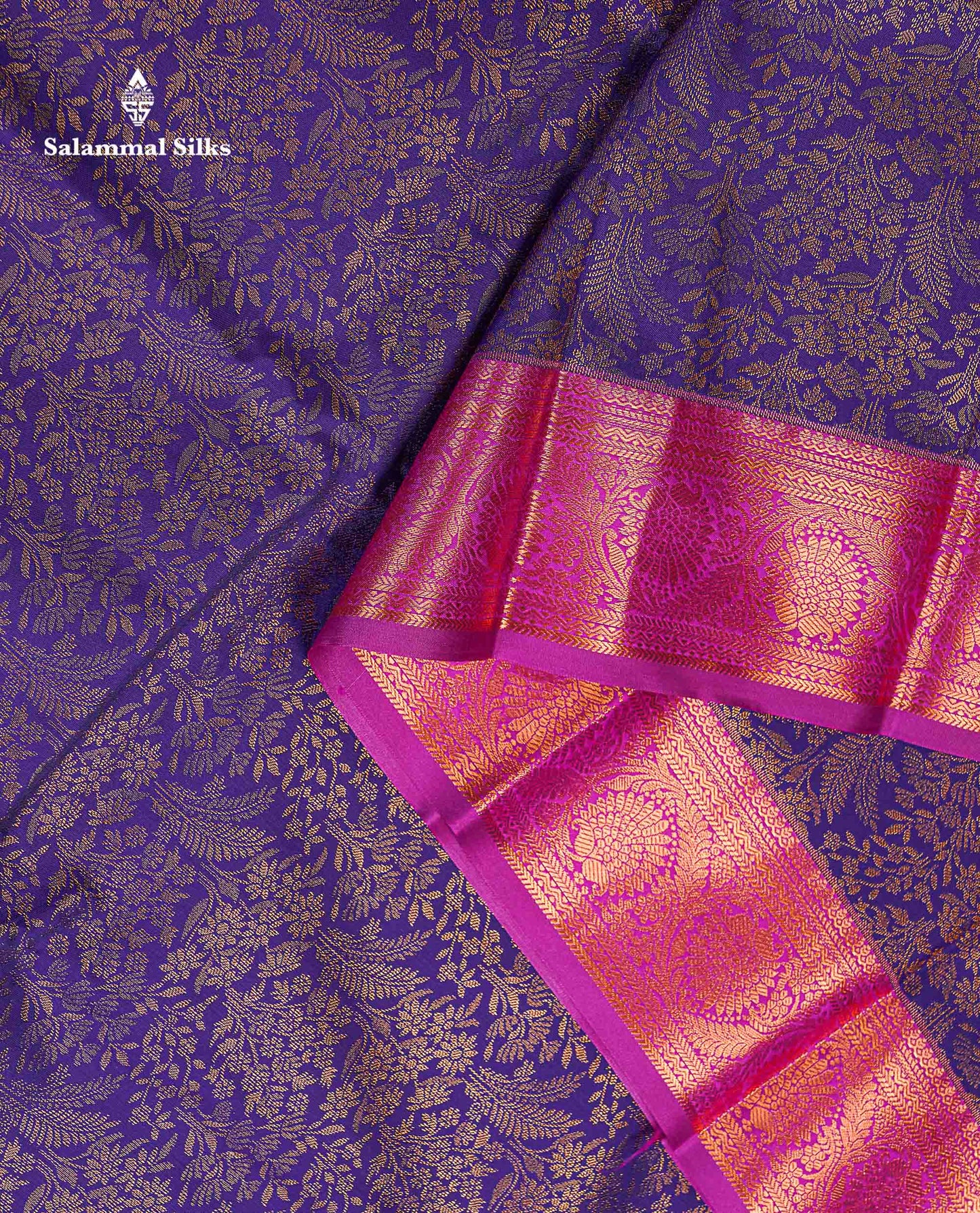 Bridal Semi Silk Saree -  Navy Blue Colour Body With Contrast Vadamalli Traditional Evening Morning Border