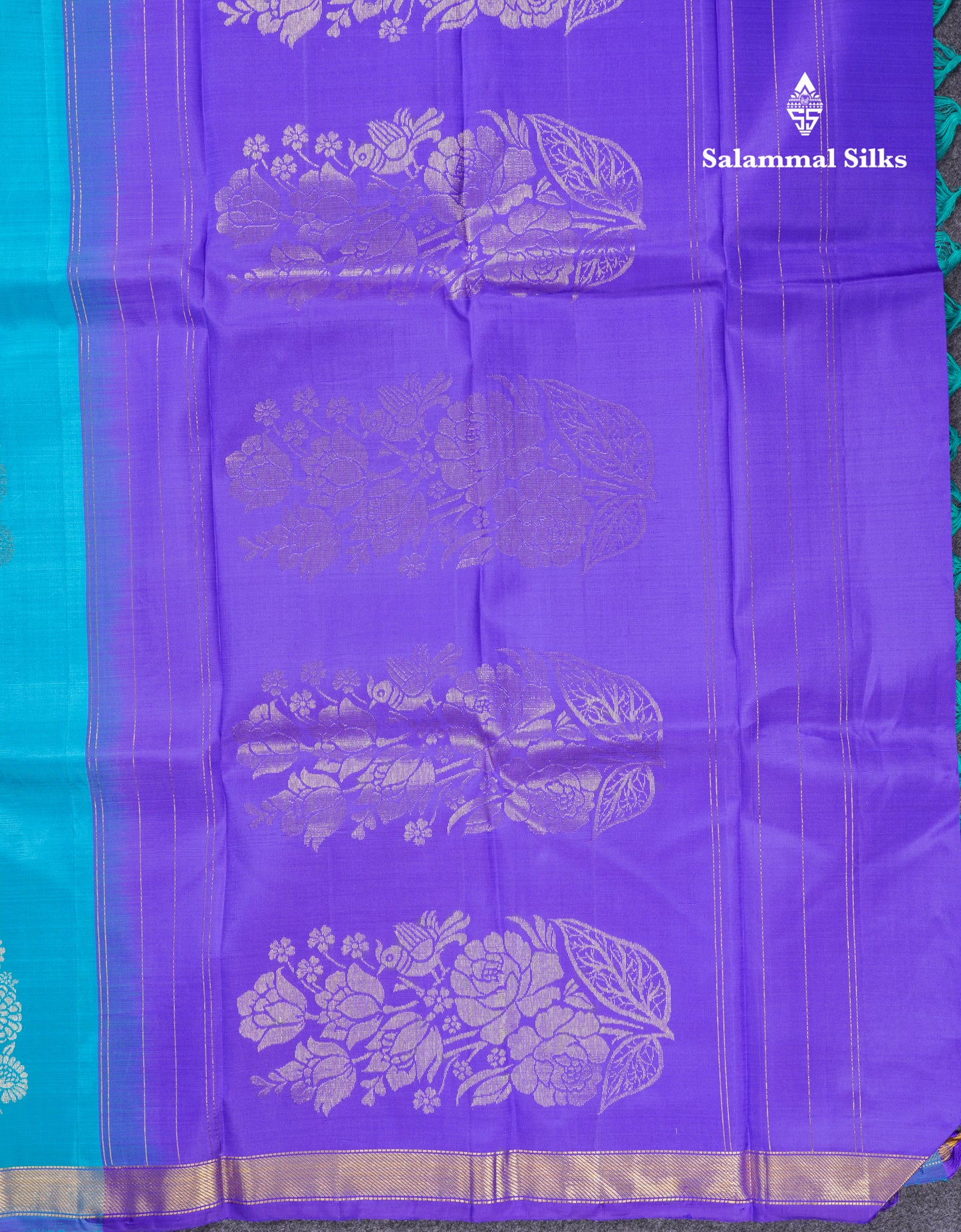 Beautiful Sky Blue Pure Kanjivaram Silk Saree With Contrast Violet Blouse