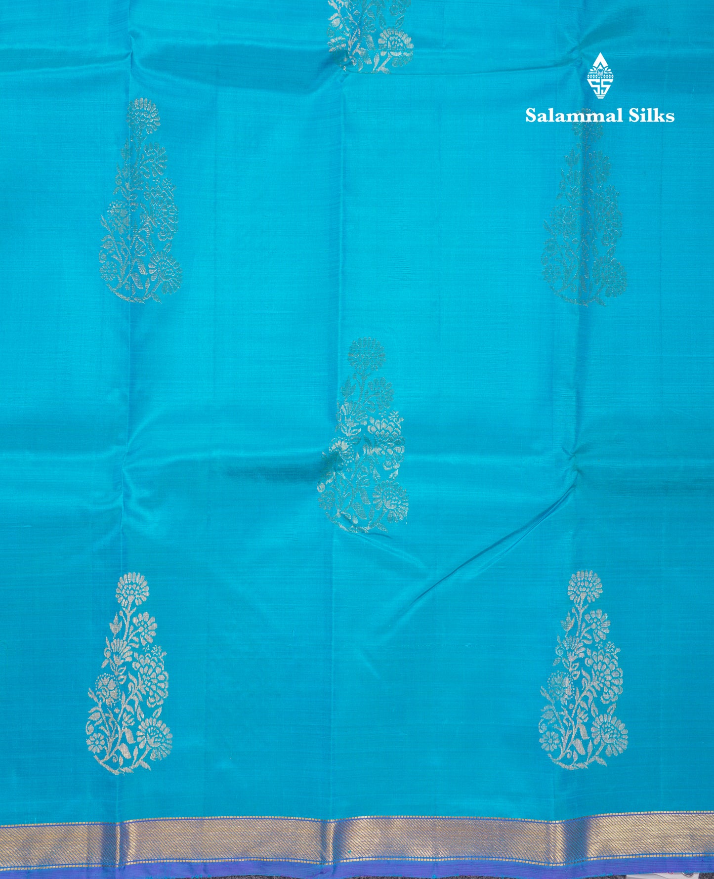 Beautiful Sky Blue Pure Kanjivaram Silk Saree With Contrast Violet Blouse