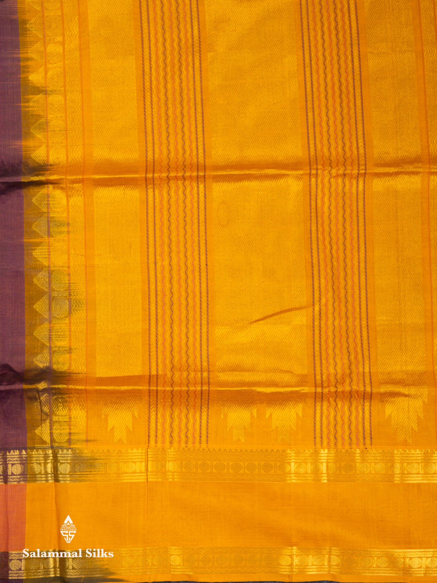 Beautiful Dark Maroon Rudraksha Butta With Checks Pure Silk Cotton Saree With Contrast Orange Traditional Gap Border