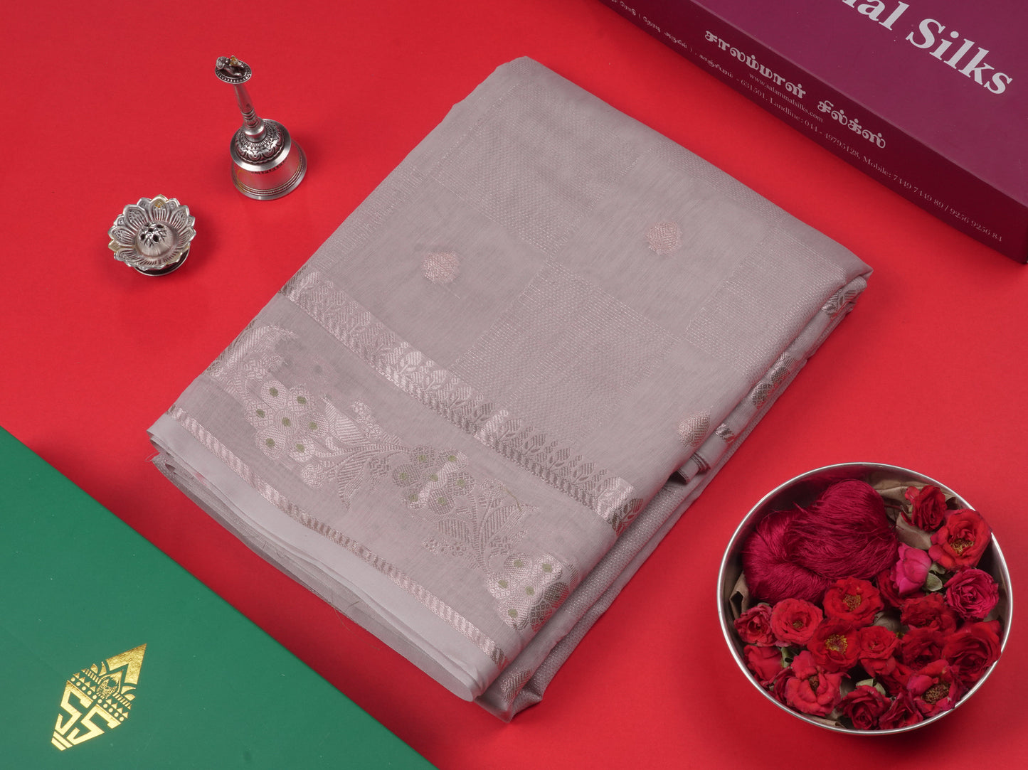 Pastel Blue Colour Cotton Mix Saree With Silver Zari Menna Work Border