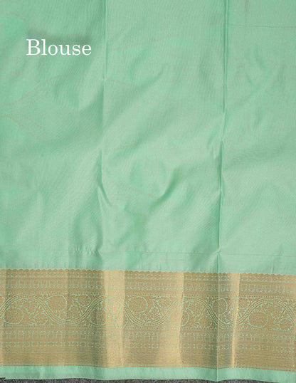Bridal Semi Silk Saree -  Purple Colour Body With Contrast Rexona Green Traditional Border