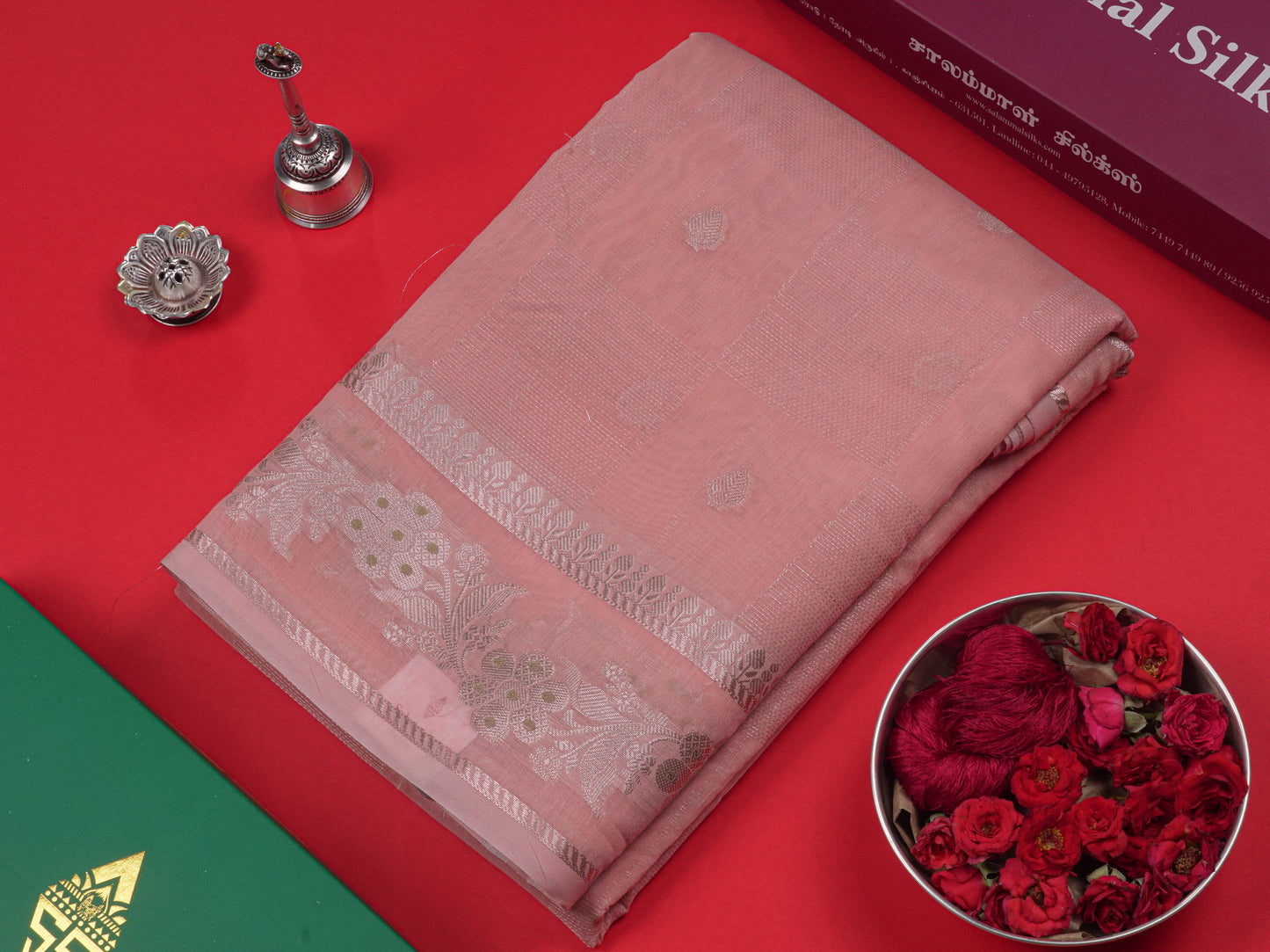 Pastel Blue Colour Cotton Mix Saree With Silver Zari Menna Work Border