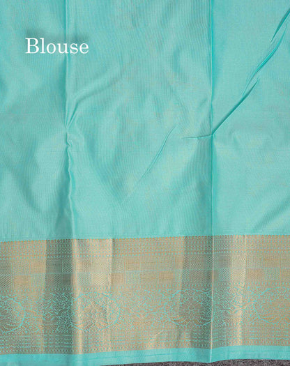 Bridal Semi Silk Saree -  Magenta Colour Body With Contrast Sea Blue Traditional Border