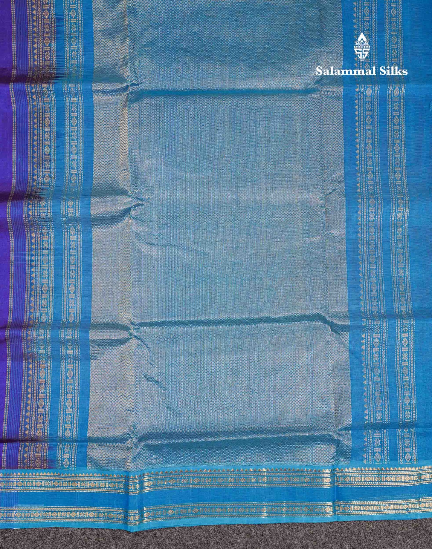 Beautiful Dual Tone Royal Blue Pure Silk Cotton Saree With Contrast Blue Traditional Gap Border