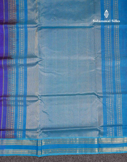 Beautiful Dual Tone Royal Blue Pure Silk Cotton Saree With Contrast Blue Traditional Gap Border