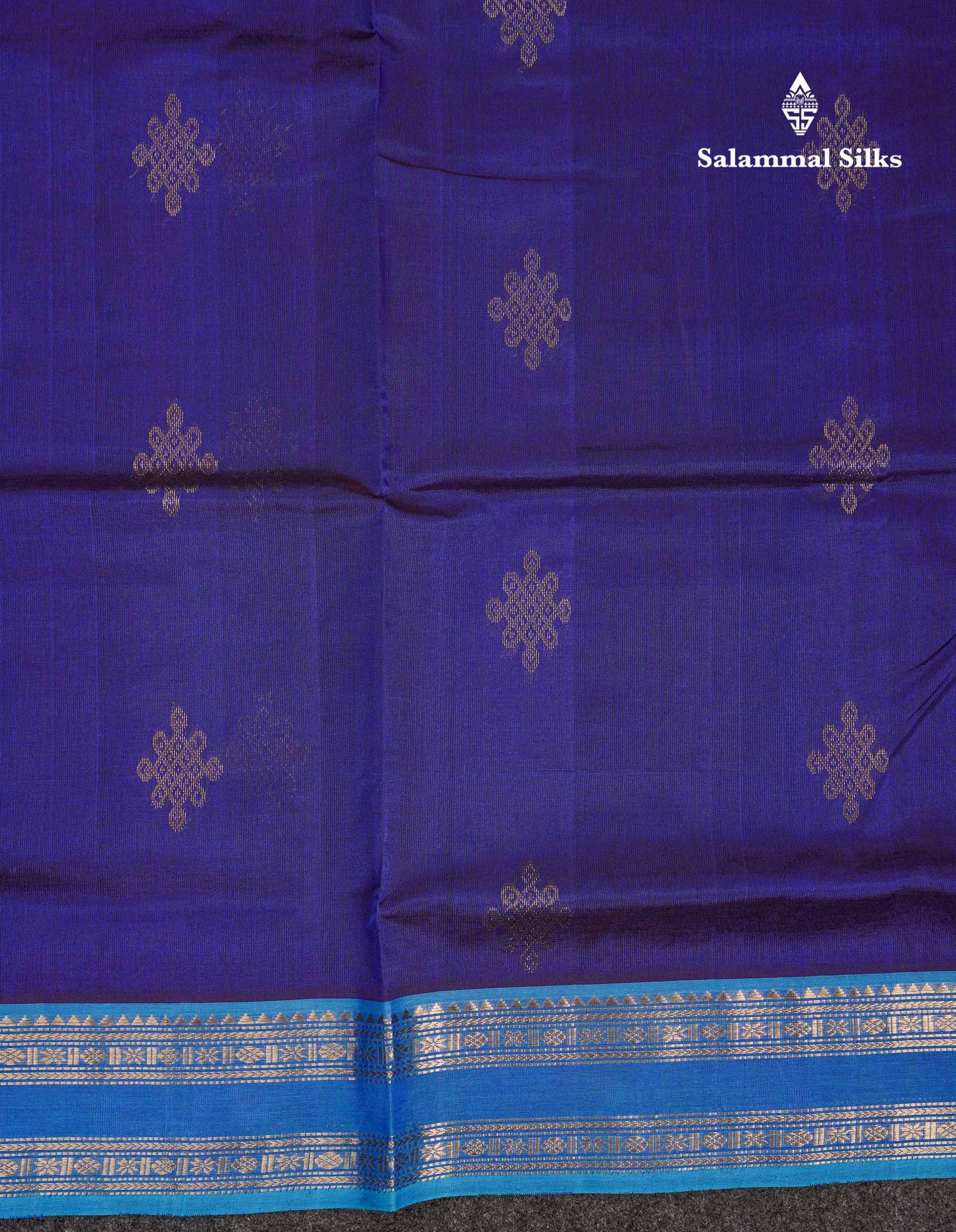 Beautiful Dual Tone Royal Blue Pure Silk Cotton Saree With Contrast Blue Traditional Gap Border