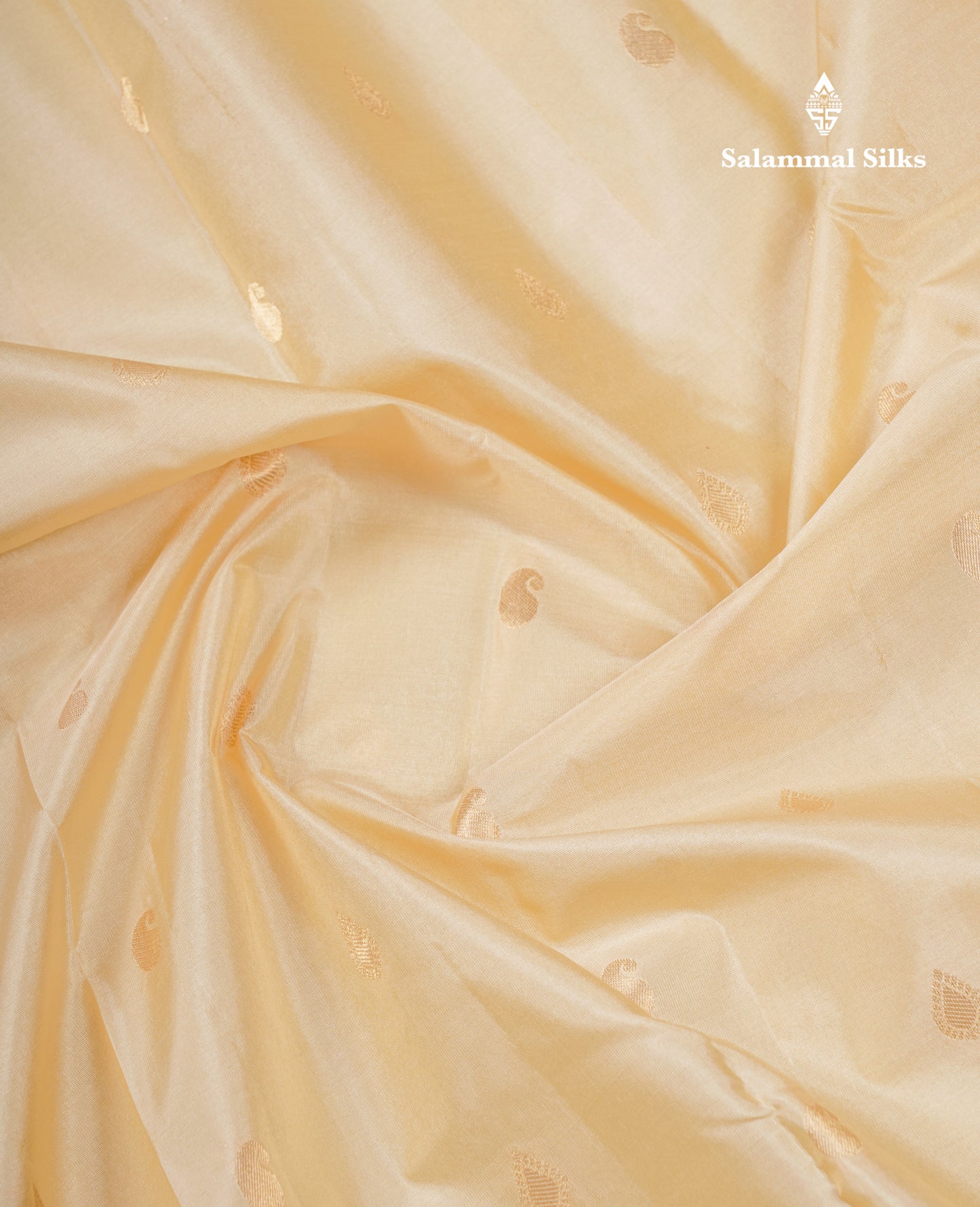 Beautiful Cream Sandal Pure Kanjivaram Silk Saree With Contrast Yellow Medium Traditional Border