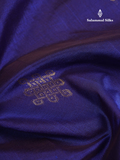 Beautiful Dual Tone Royal Blue Pure Silk Cotton Saree With Contrast Blue Traditional Gap Border