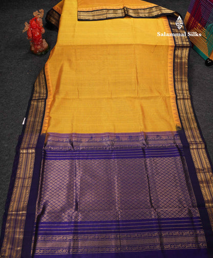 Beautiful Dual Tone Light Pink Small Checks Pure Silk Cotton Saree With Contrast Navy Blue Traditional Border