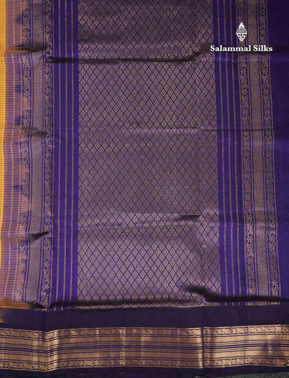Beautiful Dual Tone Light Pink Small Checks Pure Silk Cotton Saree With Contrast Navy Blue Traditional Border