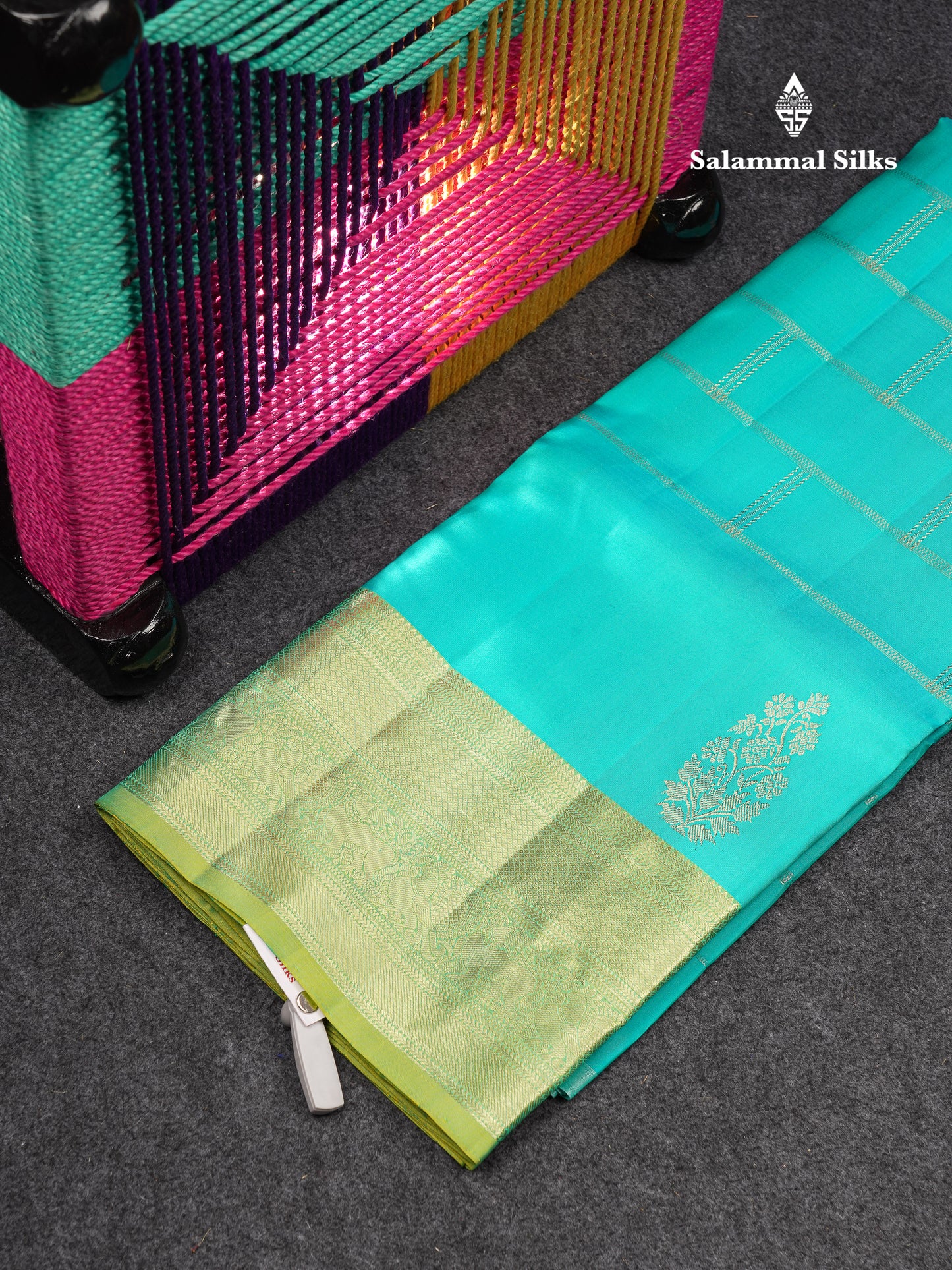 Beautiful Pure Silk Pattu Pavadai (Sapphire Blue) With Contrast Manthulir Green Blouse 45"