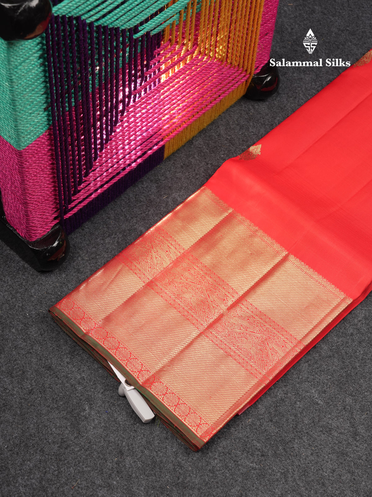 Beautiful Pure Silk Pattu Pavadai (Chilly Red) With Contrast Bottle Green Blouse 45"