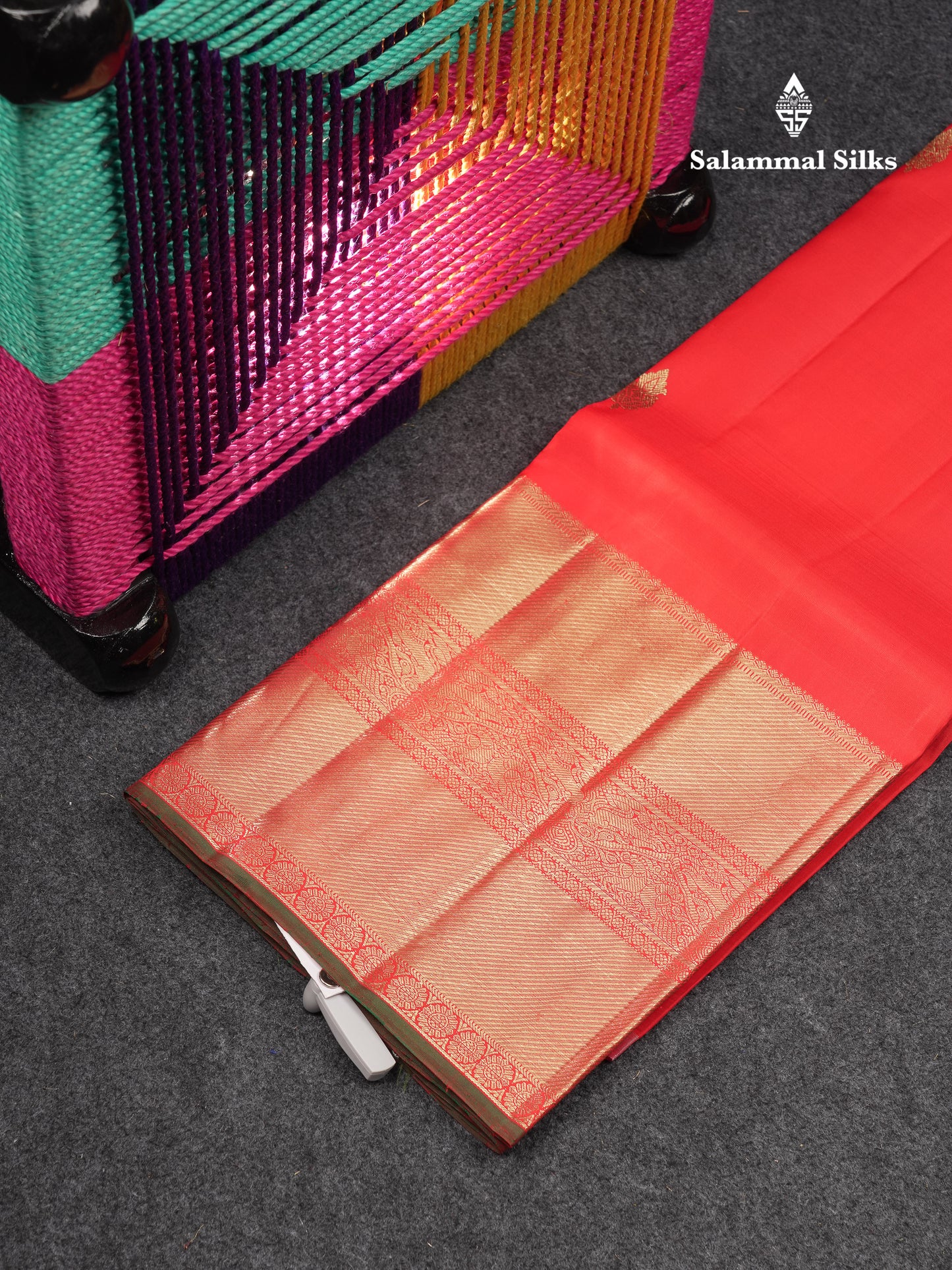 Beautiful Pure Silk Pattu Pavadai (Chilly Red) With Contrast Bottle Green Blouse 45"