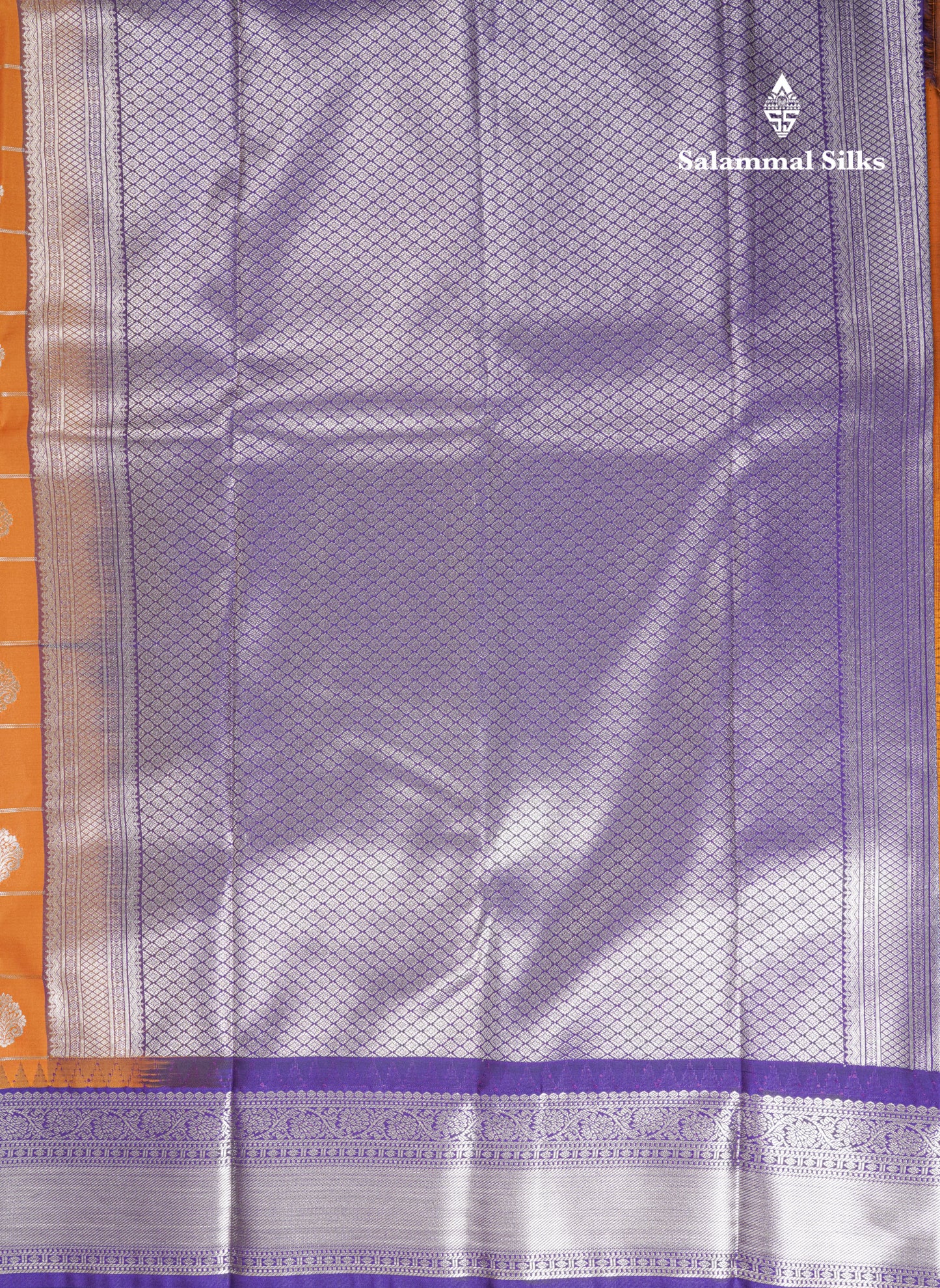 Mustard Yellow Semi Silk Saree With Contrast Violet Border