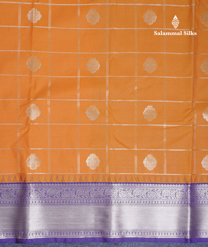 Mustard Yellow Semi Silk Saree With Contrast Violet Border