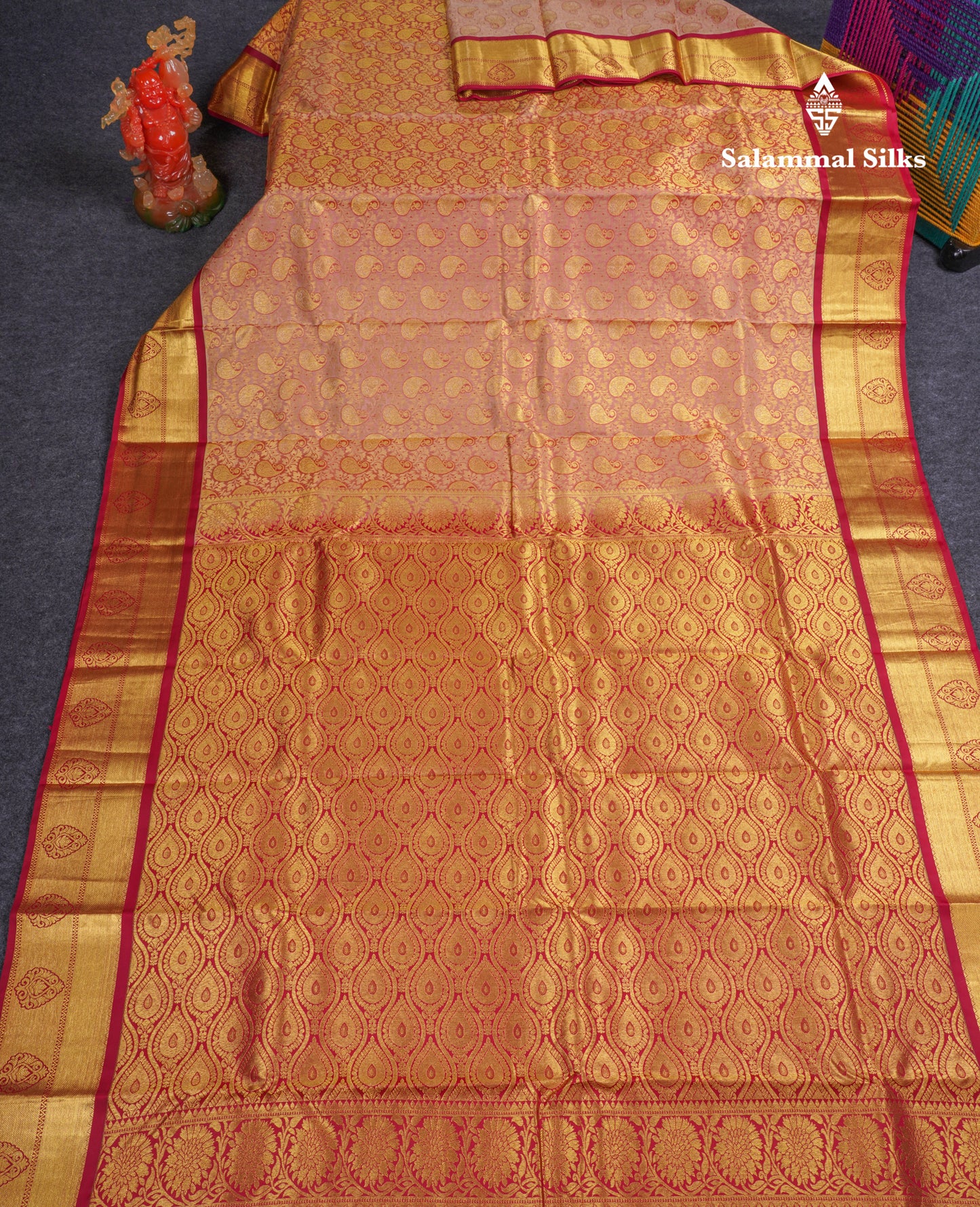 Beautiful Onion Pink Bridal Pure Kanjivaram Silk Saree With Contrast Maroon Border