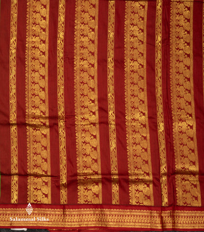 Beautiful Green Zari Butta Kalyani Cotton Saree With Contrast Maroon Traditional Border