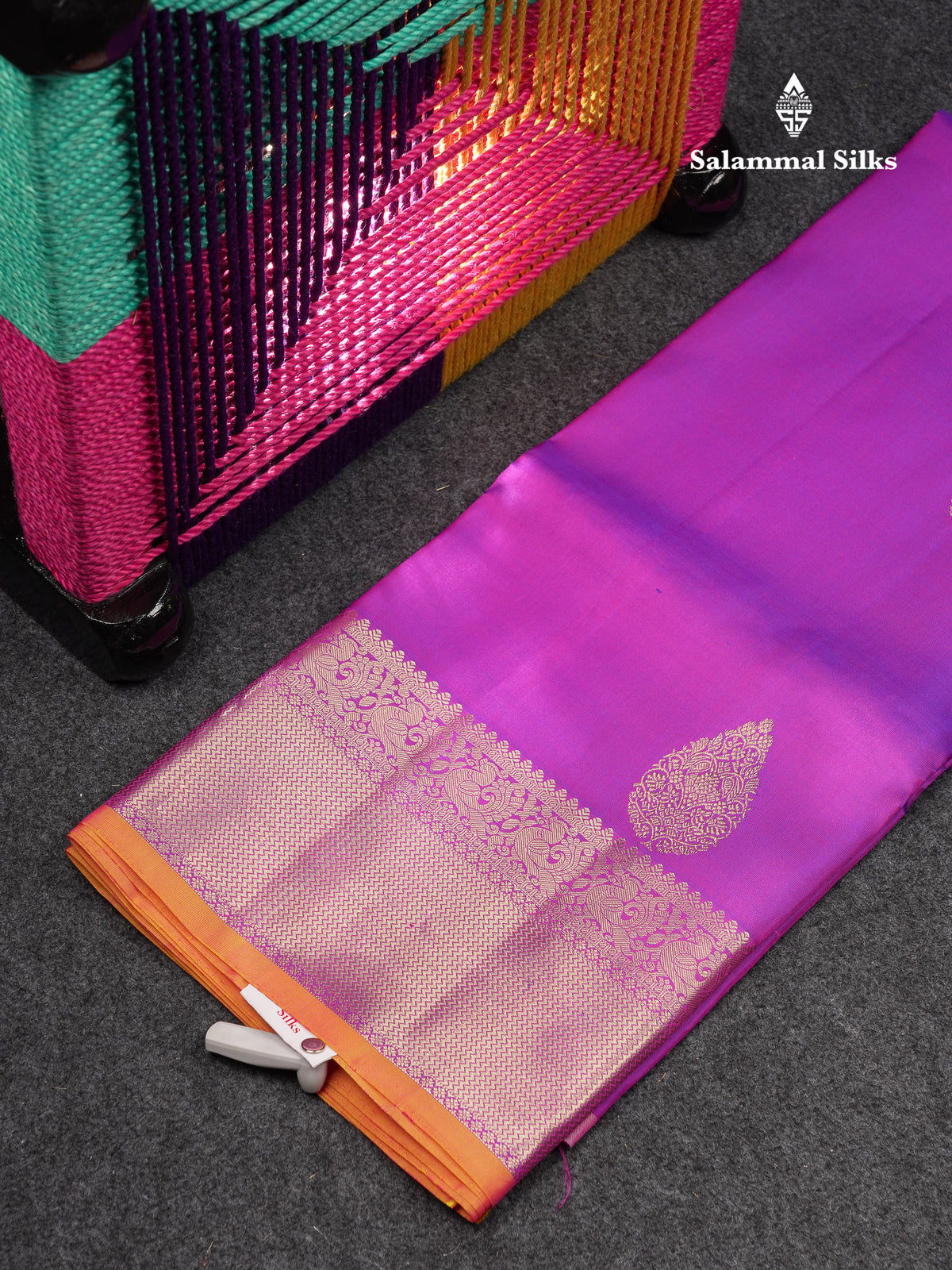 Beautiful Pure Silk Pattu Pavadai (Vadamalli) With Contrast Light Orange Blouse 45"