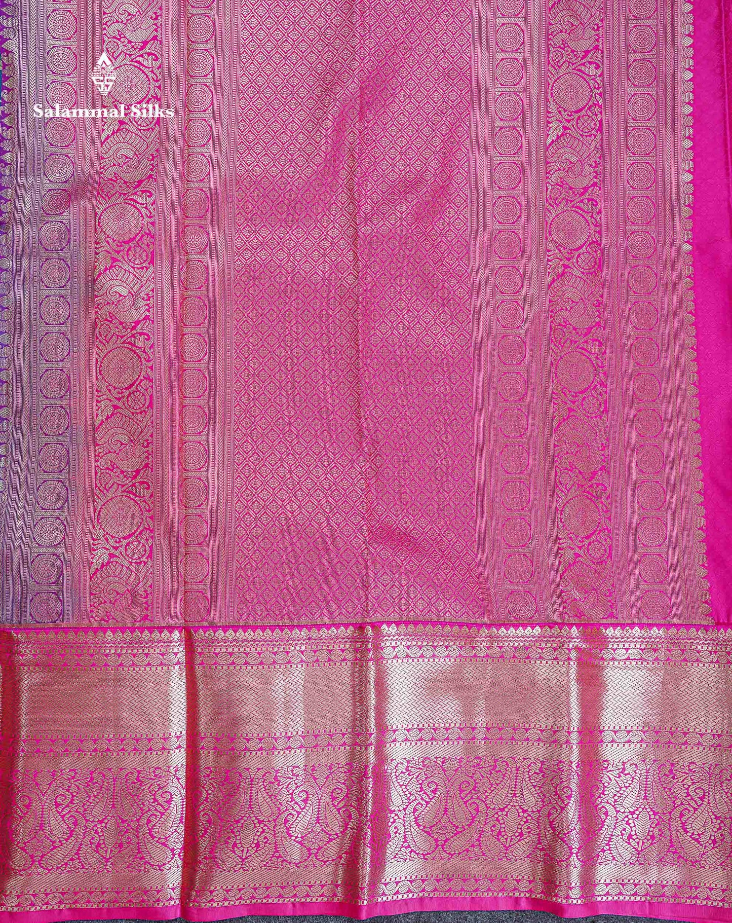 Bridal Semi Silk Saree -  Peacock Blue Colour Body With Contrast Pink Traditional Evening Morning Border