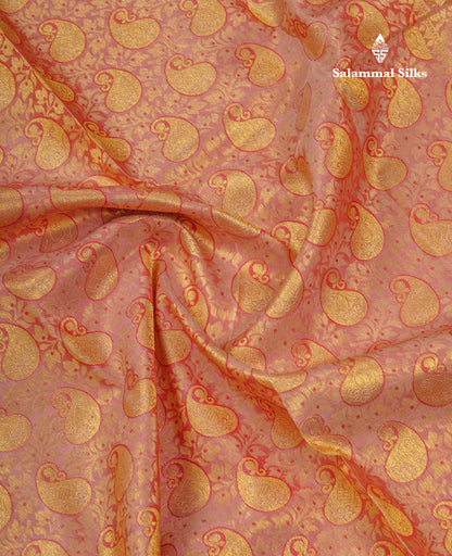 Beautiful Onion Pink Bridal Pure Kanjivaram Silk Saree With Contrast Maroon Border