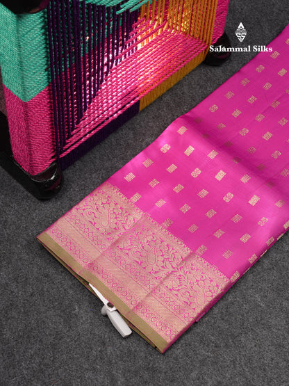 Beautiful Pure Silk Pattu Pavadai (Light Pink) With Contrast Light Peach Blouse 45"