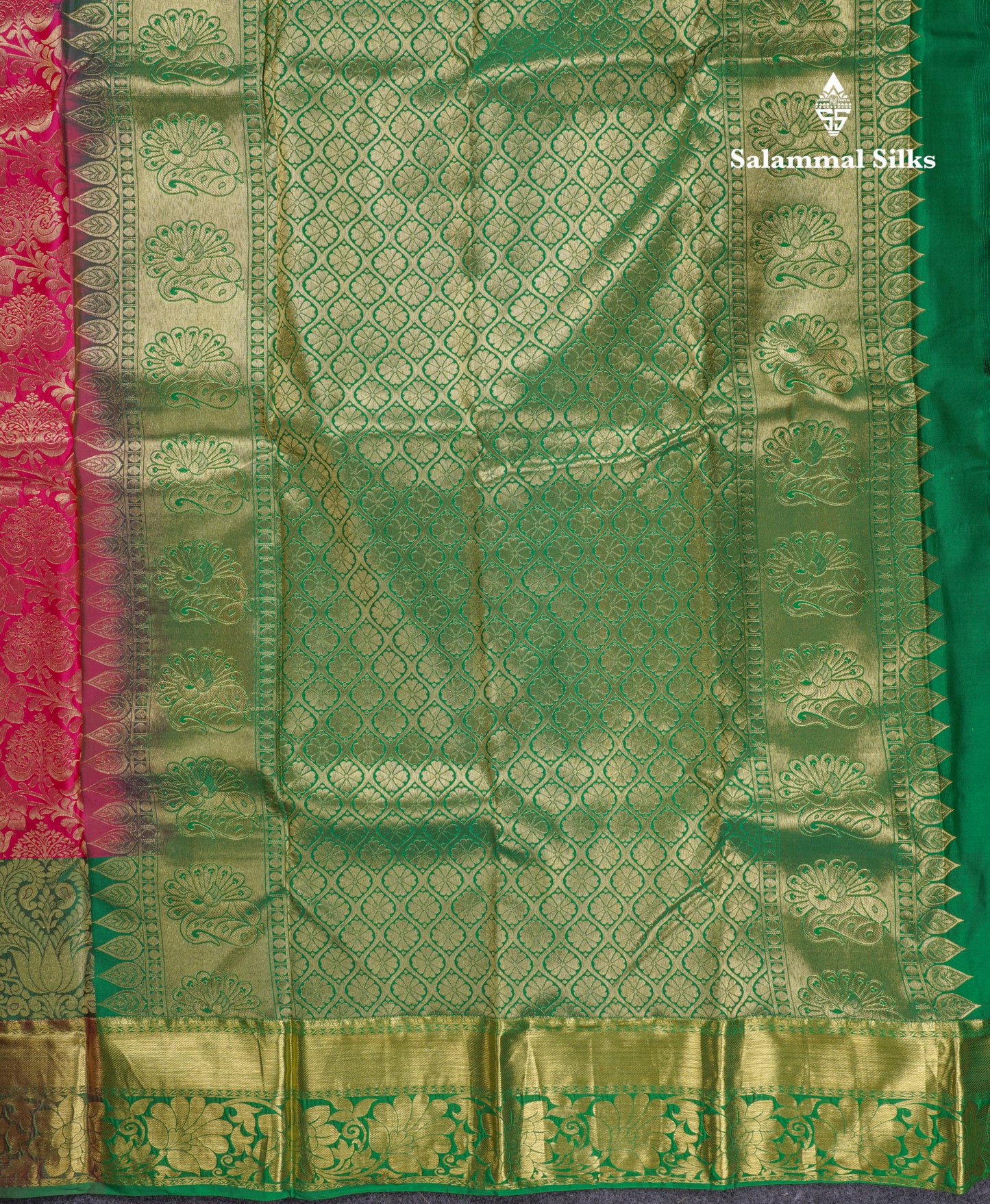 Beautiful Green Bridal Pure Mix Silk Saree With Contrast Magenta Traditional Evening Morning Border