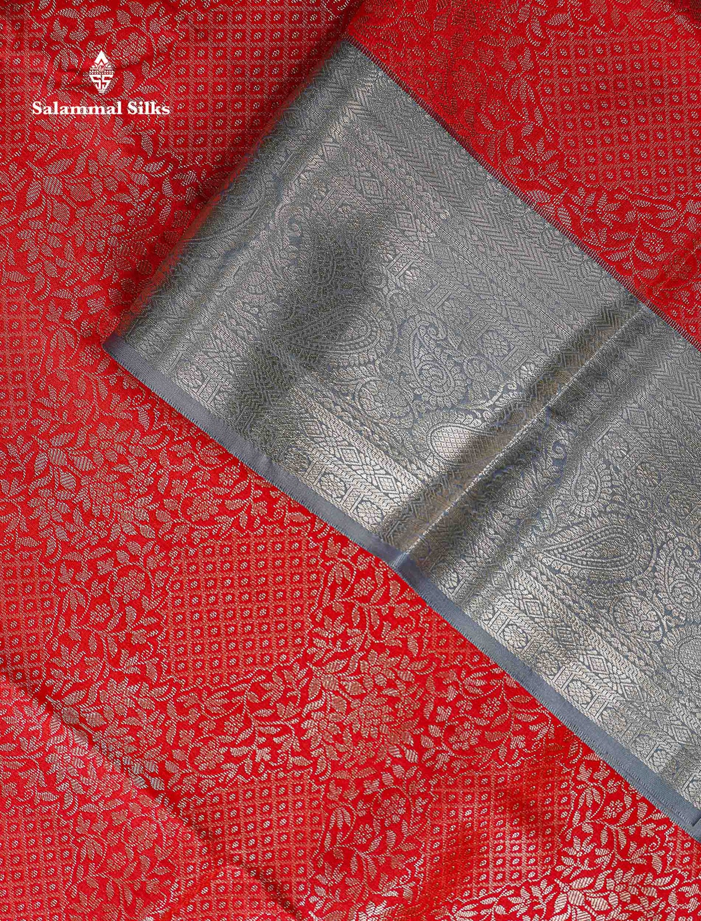 Bridal Semi Silk Saree -  Peach Orange Colour Body With Contrast Grey Border