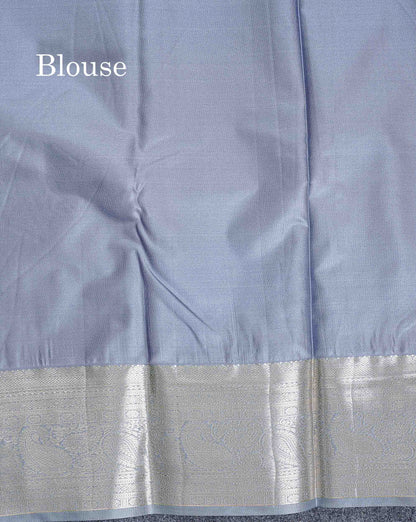 Bridal Semi Silk Saree -  Peach Orange Colour Body With Contrast Grey Border
