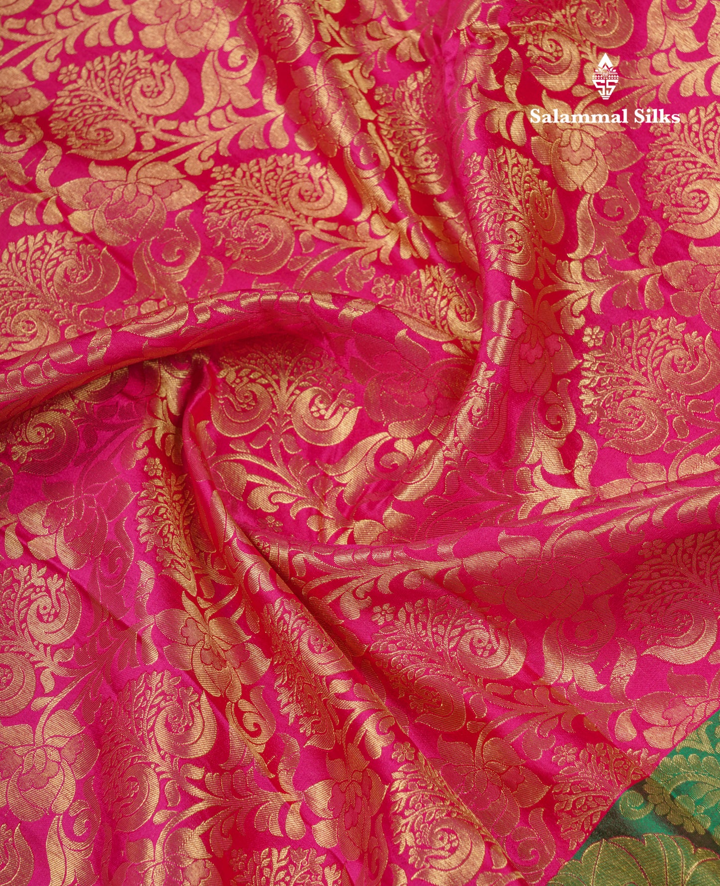 Beautiful Green Bridal Pure Mix Silk Saree With Contrast Magenta Traditional Evening Morning Border
