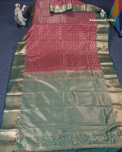 Sky Blue Bridal Semi Silk Saree With Contrast Vadamalli Border