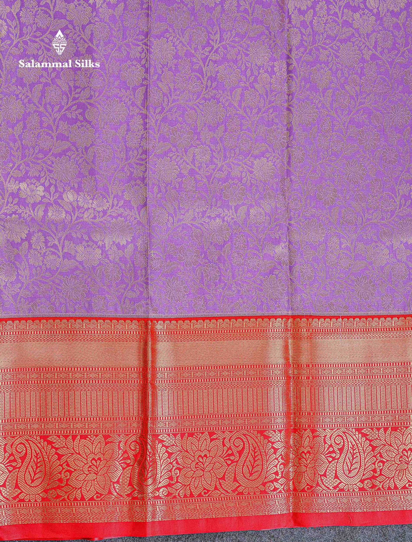 Bridal Semi Silk Saree -  Lavender Colour Body With Contrast Chilly Red Evening Morning Border