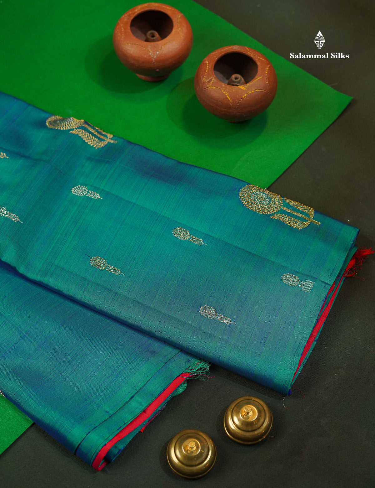 Dual Tone Peacock Blue Fancy Pure Kanjivaram Silk Saree With Contrast Pink Blouse