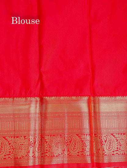 Bridal Semi Silk Saree -  Lavender Colour Body With Contrast Chilly Red Evening Morning Border