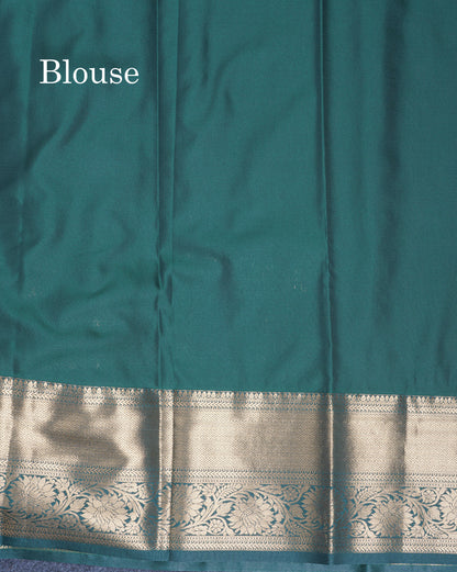 Sky Blue Bridal Semi Silk Saree With Contrast Vadamalli Border