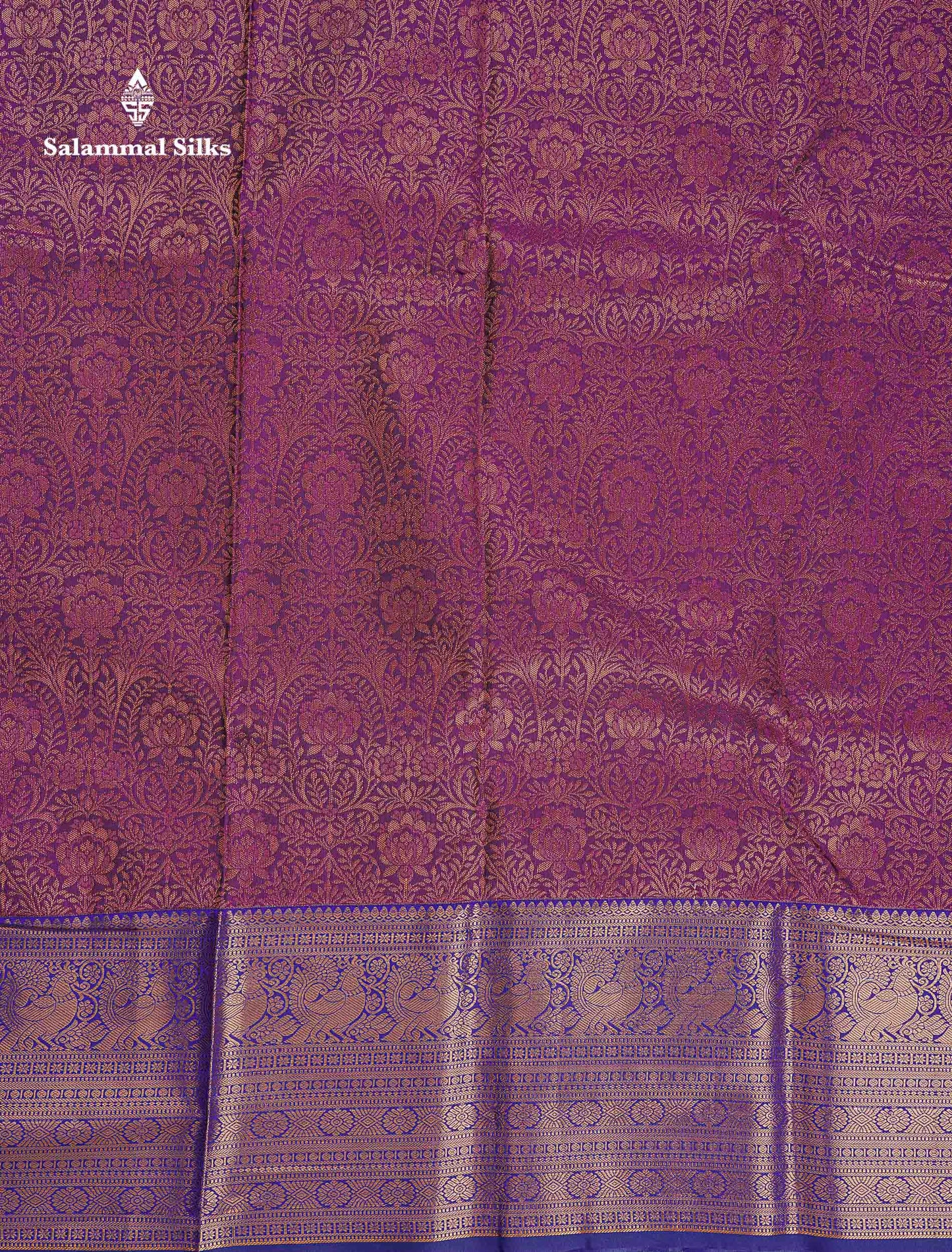 Bridal Semi Silk Saree -  Dark Purple Colour Body With Contrast Navy Blue Evening Morning Border