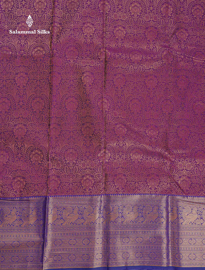 Bridal Semi Silk Saree -  Dark Purple Colour Body With Contrast Navy Blue Evening Morning Border