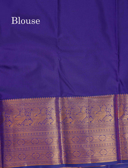 Bridal Semi Silk Saree -  Dark Purple Colour Body With Contrast Navy Blue Evening Morning Border