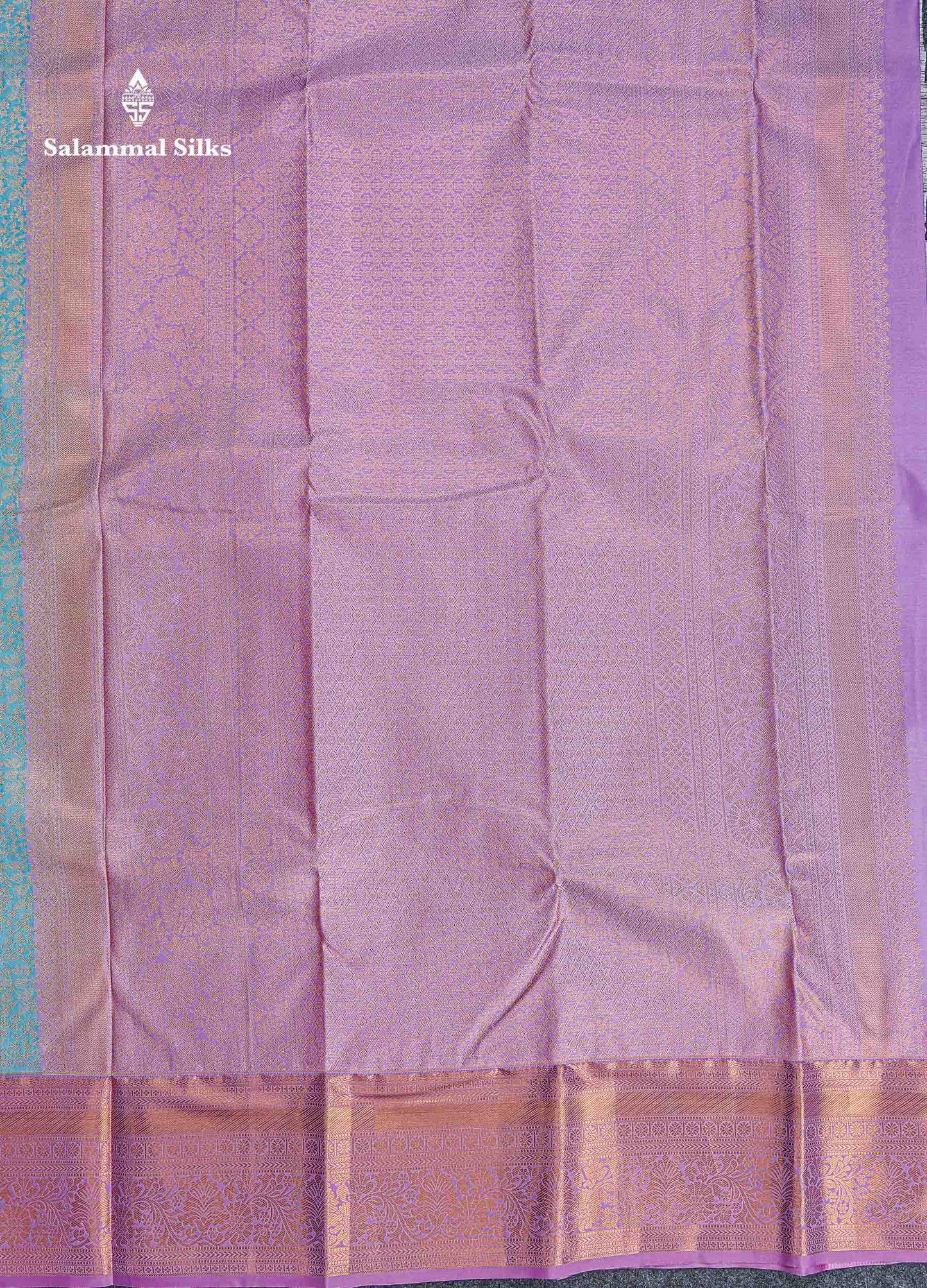 Bridal Semi Silk Saree -  Pastel Blue Colour Body Contrast Light Lavender Traditional Border