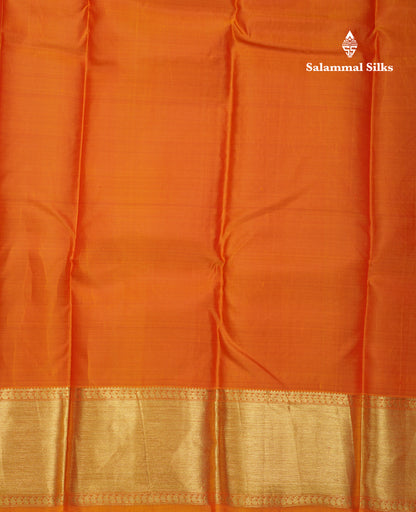Beautiful Dual Tone Green Pure Kanjivaram Silk Saree With Contrast Mustard Yellow Traditional Border