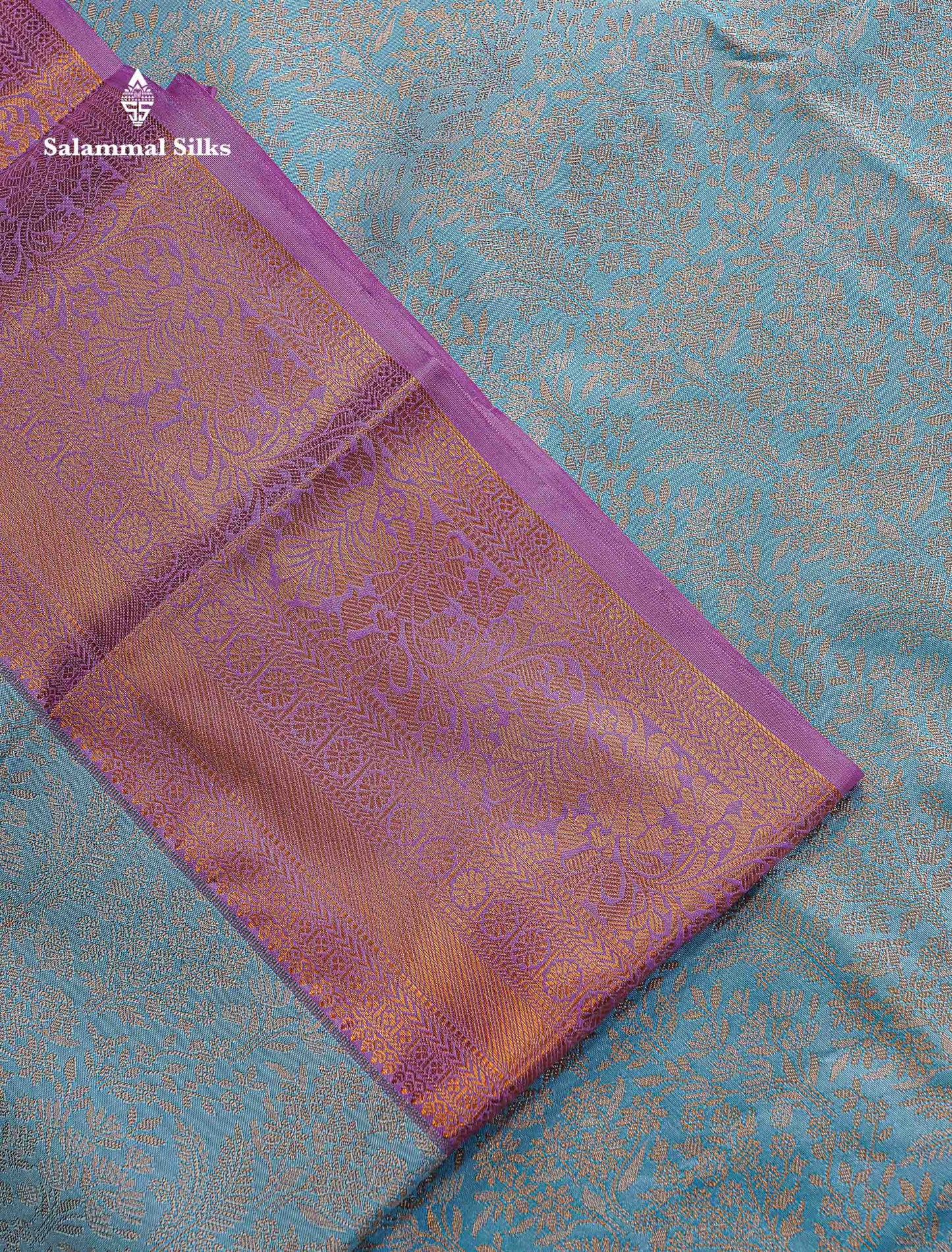 Bridal Semi Silk Saree -  Pastel Blue Colour Body Contrast Light Lavender Traditional Border