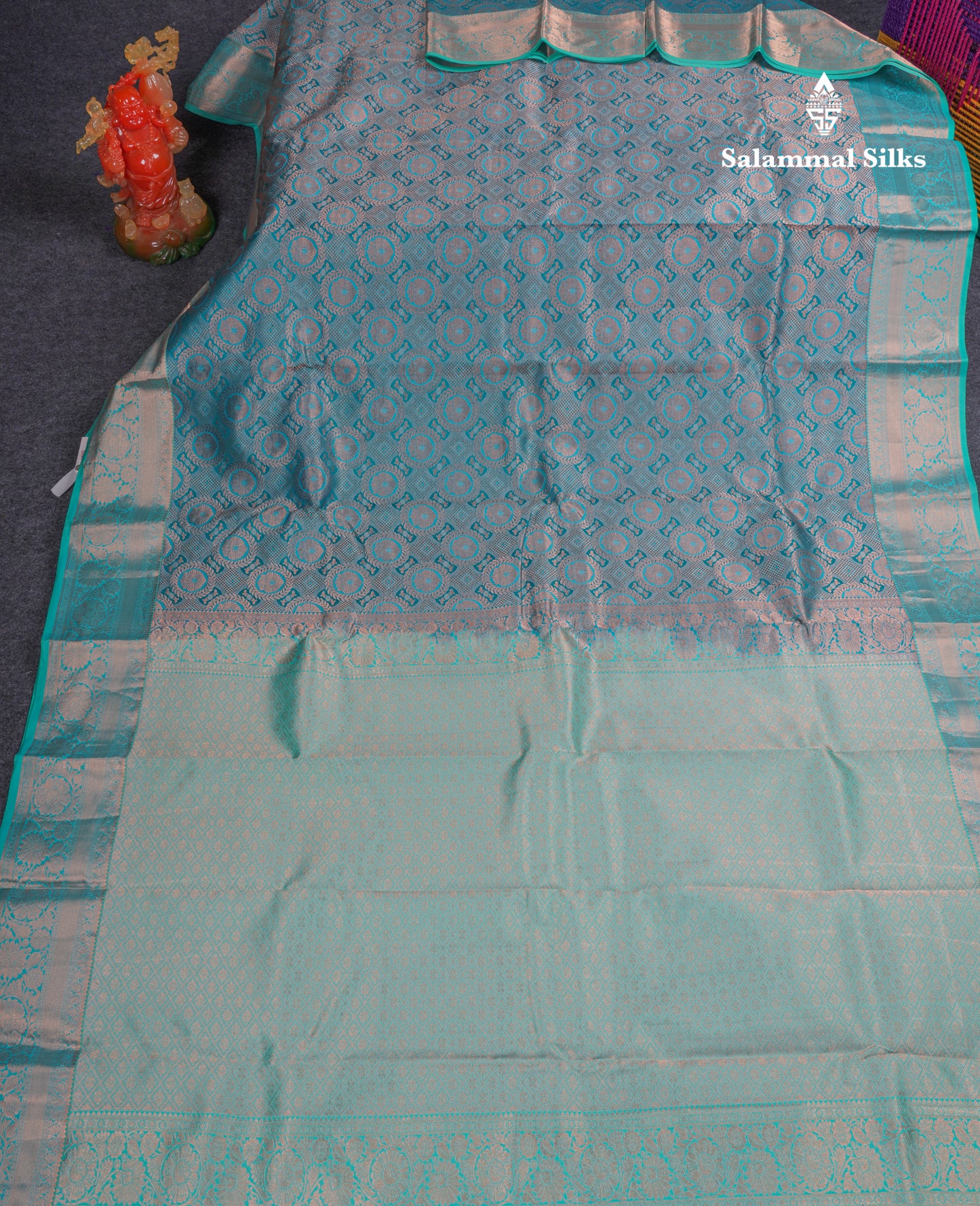 Beautiful Peacock Blue Bridal Pure Mix Silk Saree With Contrast Sapphire Blue Border