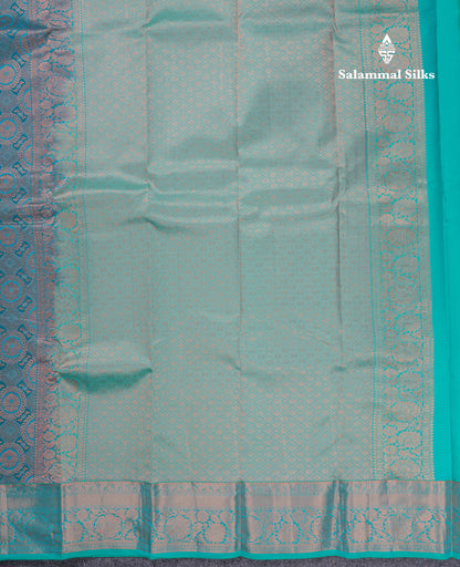 Beautiful Peacock Blue Bridal Pure Mix Silk Saree With Contrast Sapphire Blue Border
